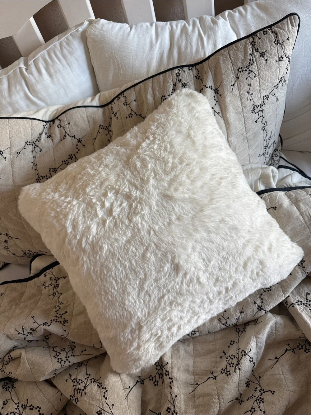 Ivory Faux Fur Pillows soft fluffy fur white cream